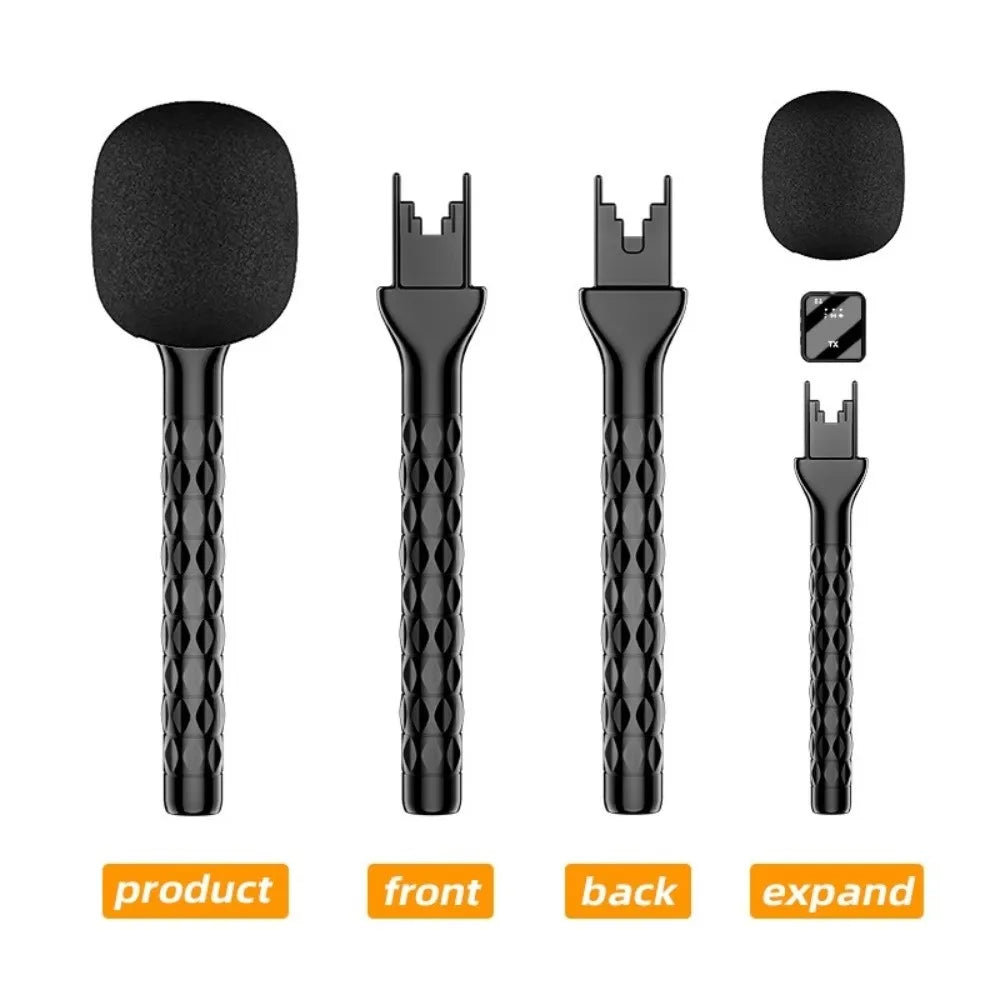 Lavalier Mic Handheld Grip Stick with Windproof Sponge – Black Microphone Grip Adaptor HIP