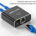 Network Cable Splitter With One To Two Simultaneous Internet Access, Rj45 Splitter With One To Two Switch, Ethernet Port Gigabit HIP black