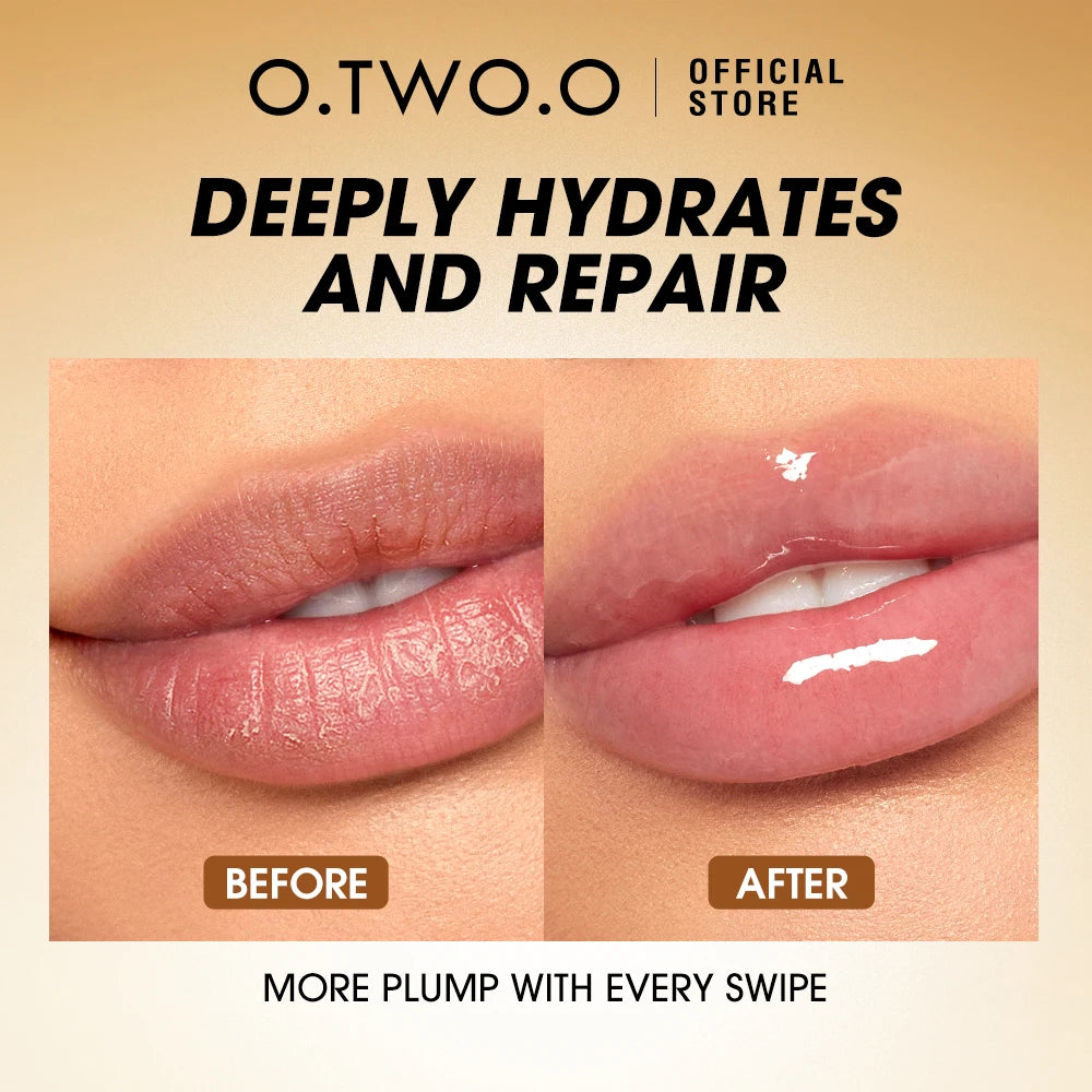 O.TWO.O Lip Oil Gloss Lip Plumper Makeup Moisturizing NonSticky Sexy Water Glossy Glitter Primer Tint Lip Balm Care Cosmetics HIP
