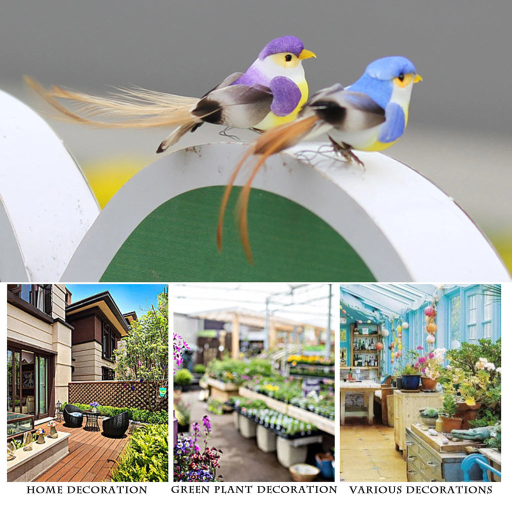 Artificial Foam Bird Ornaments Decorative Feathered Birds for Xmas Tree Festival Decor 6 Colors Artificial Feathered Birds HIP