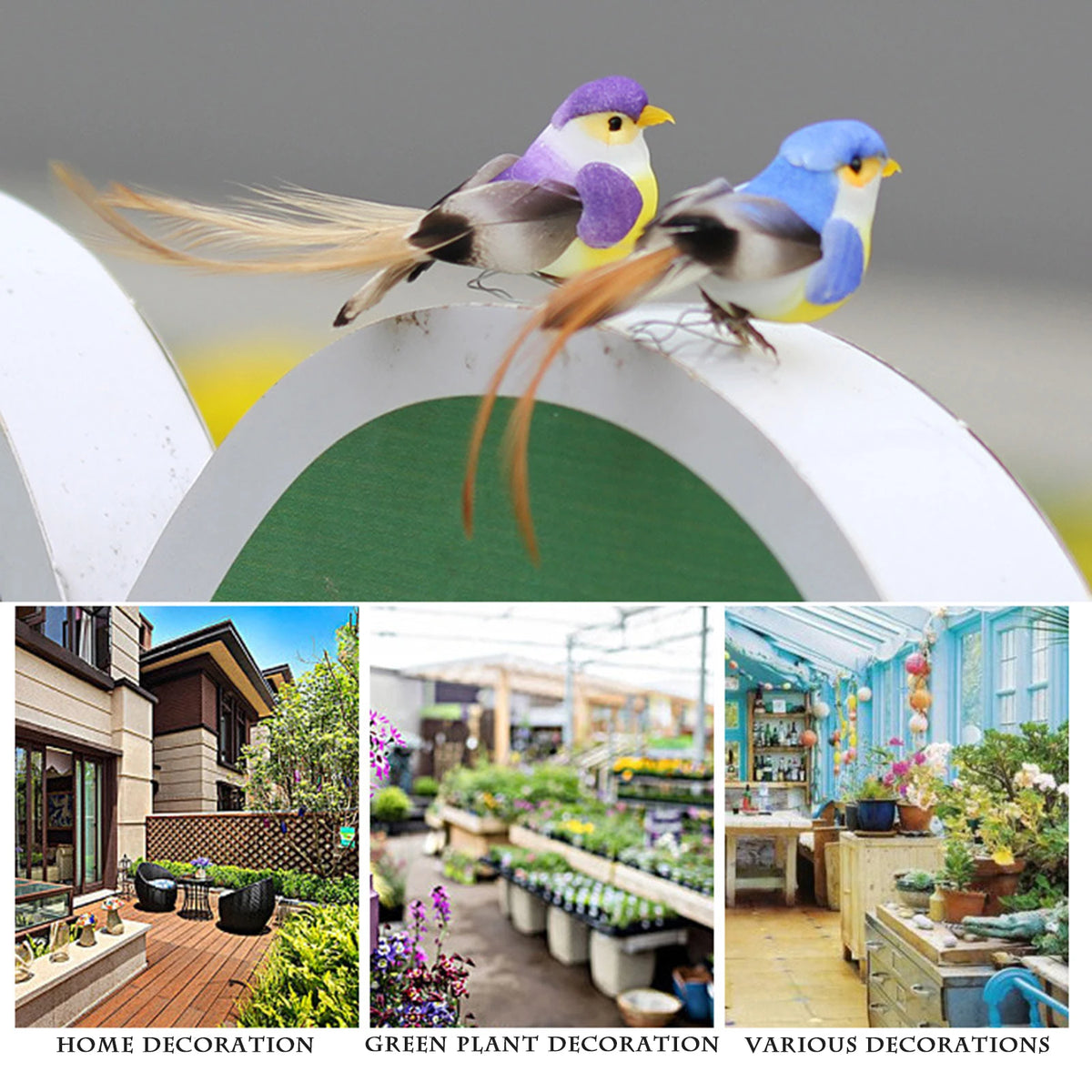 Artificial Foam Bird Ornaments Decorative Feathered Birds for Xmas Tree Festival Decor 6 Colors Artificial Feathered Birds HIP
