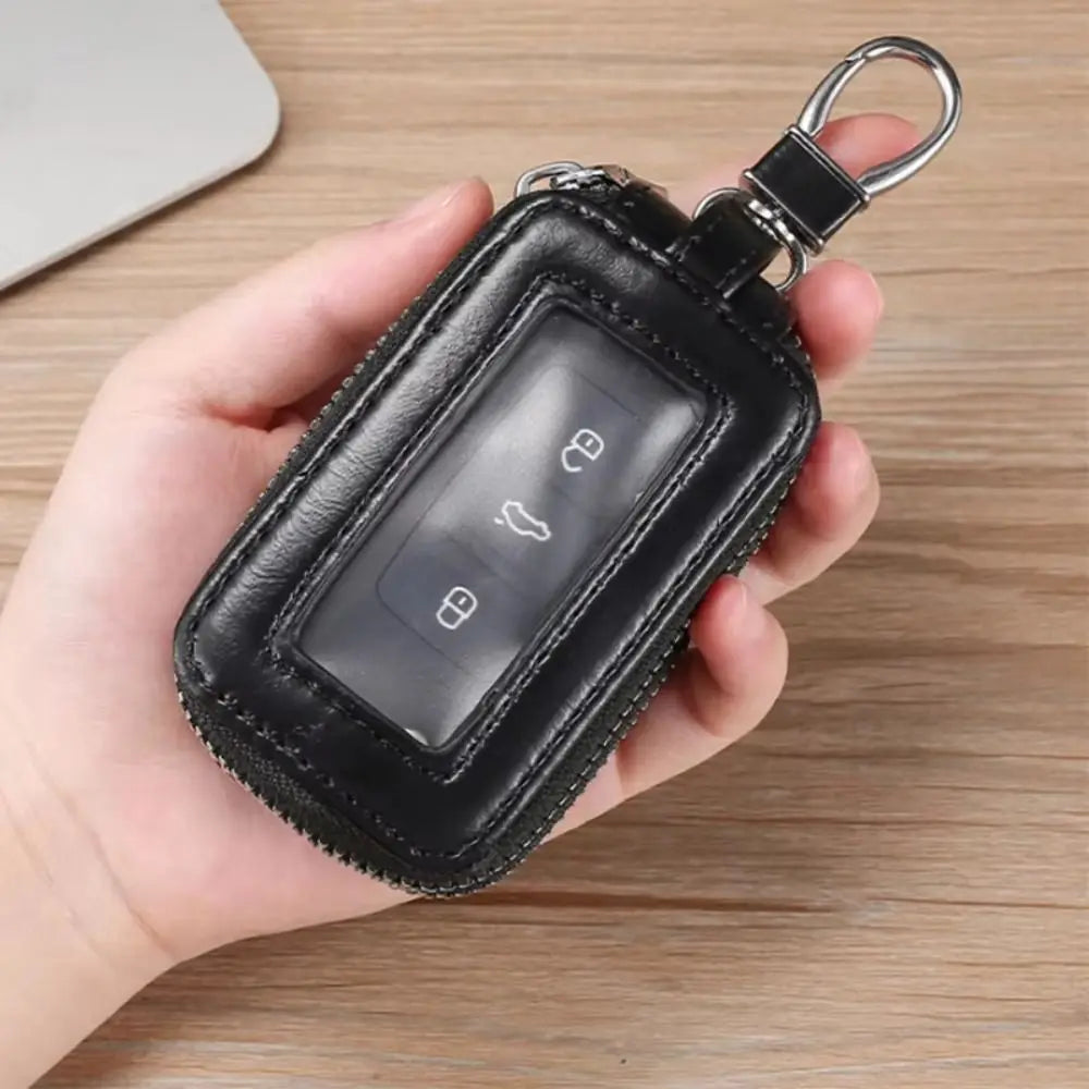 PU Leather Car Key Case – Double-Layer Cowhide Organiser Leather Key Case HIP