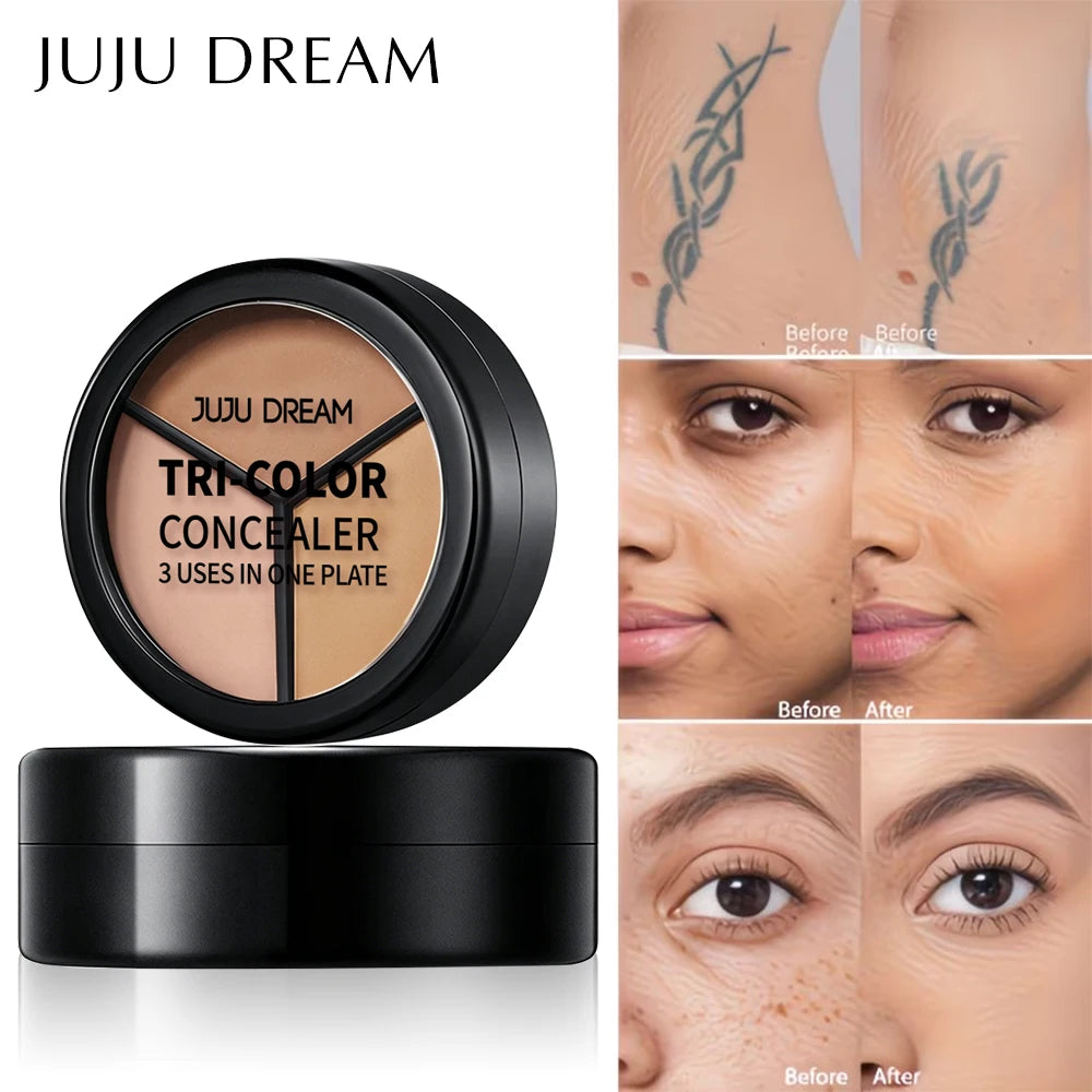 JUJU Dream 3-Color Concealer Palette – Full Coverage Contour Concealer Palette HIP