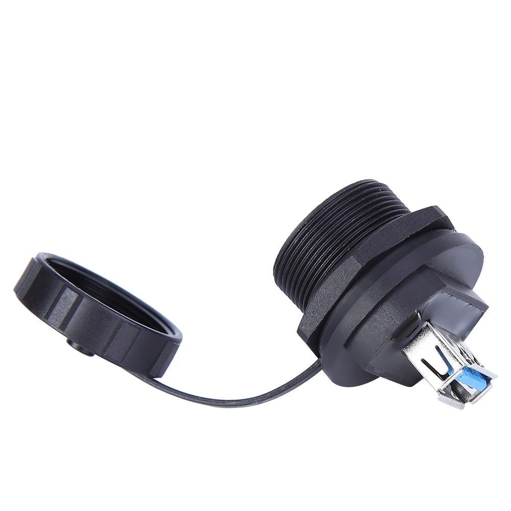 Waterproof USB Connector Copper Contact PA66 Insulator USB3.0 Double Female Dustproof Cover HIP