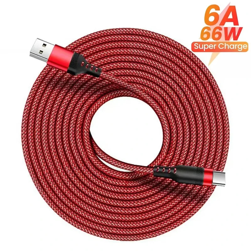 USB-A to USB-C 6A Fast Charge Nylon Cable – 1m to 8m USB-C Charging Cable HIP