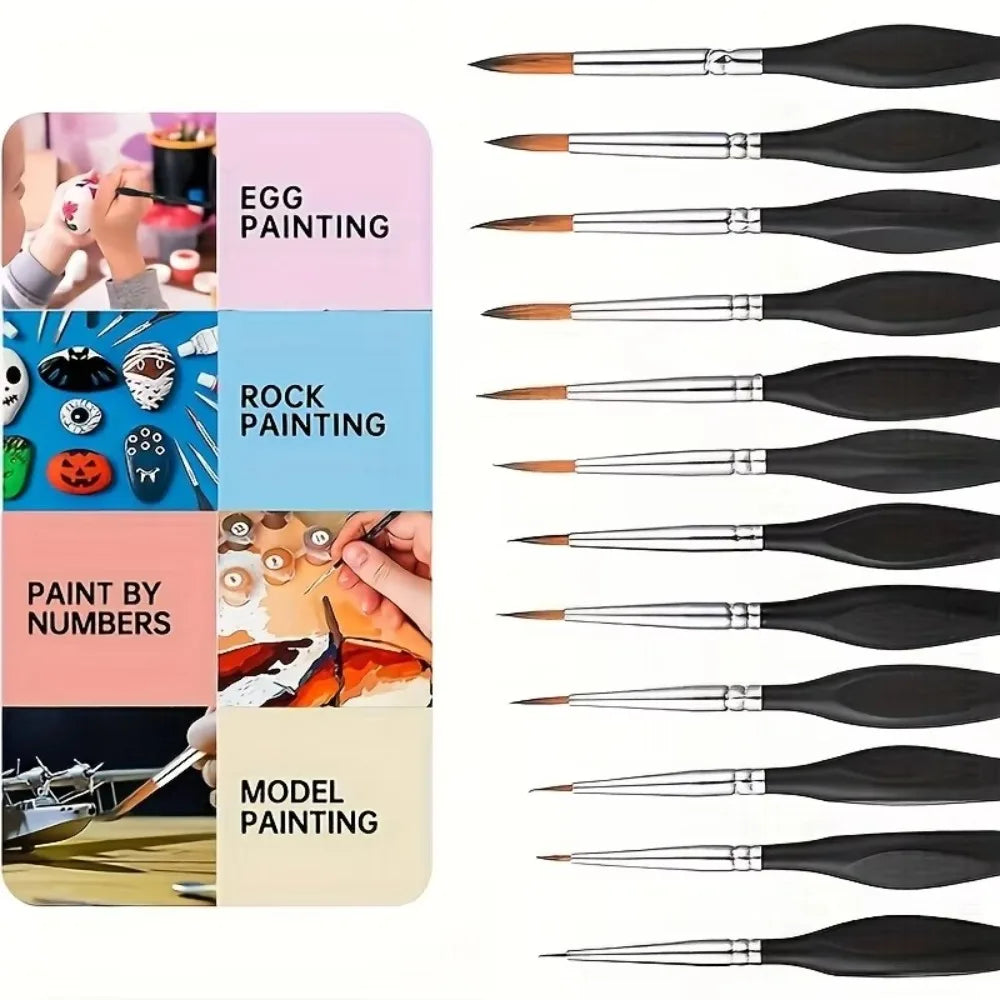 Miniature Precision Paint Brush Set 10/11pc – Micro Tips Miniature Paint Brushes HIP