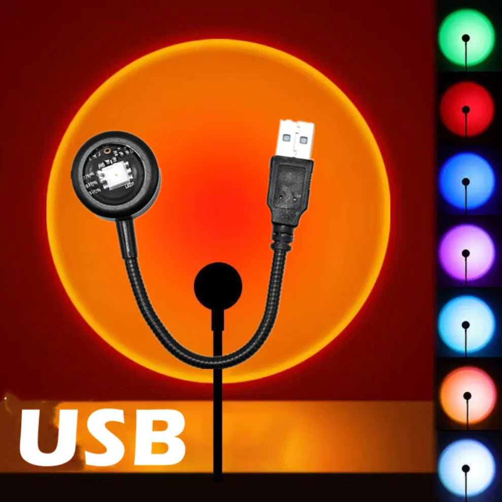 LDHLM USB LED Sunset Rainbow Night Light Projector – Room Decor LED Night Light Projector HIP