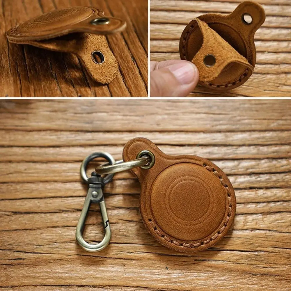 Retro Leather AirTag Case Keychain Cover Protector Tracker Case Cover HIP