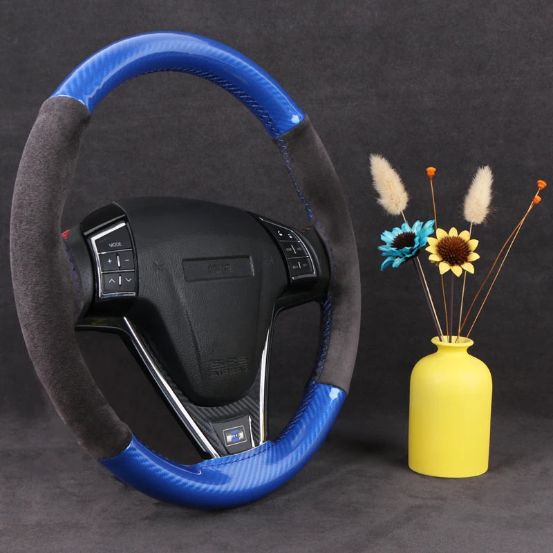 38CM Carbon Fiber Suede Steering Wheel Cover – Universal Fit Steering Wheel Cover HIP