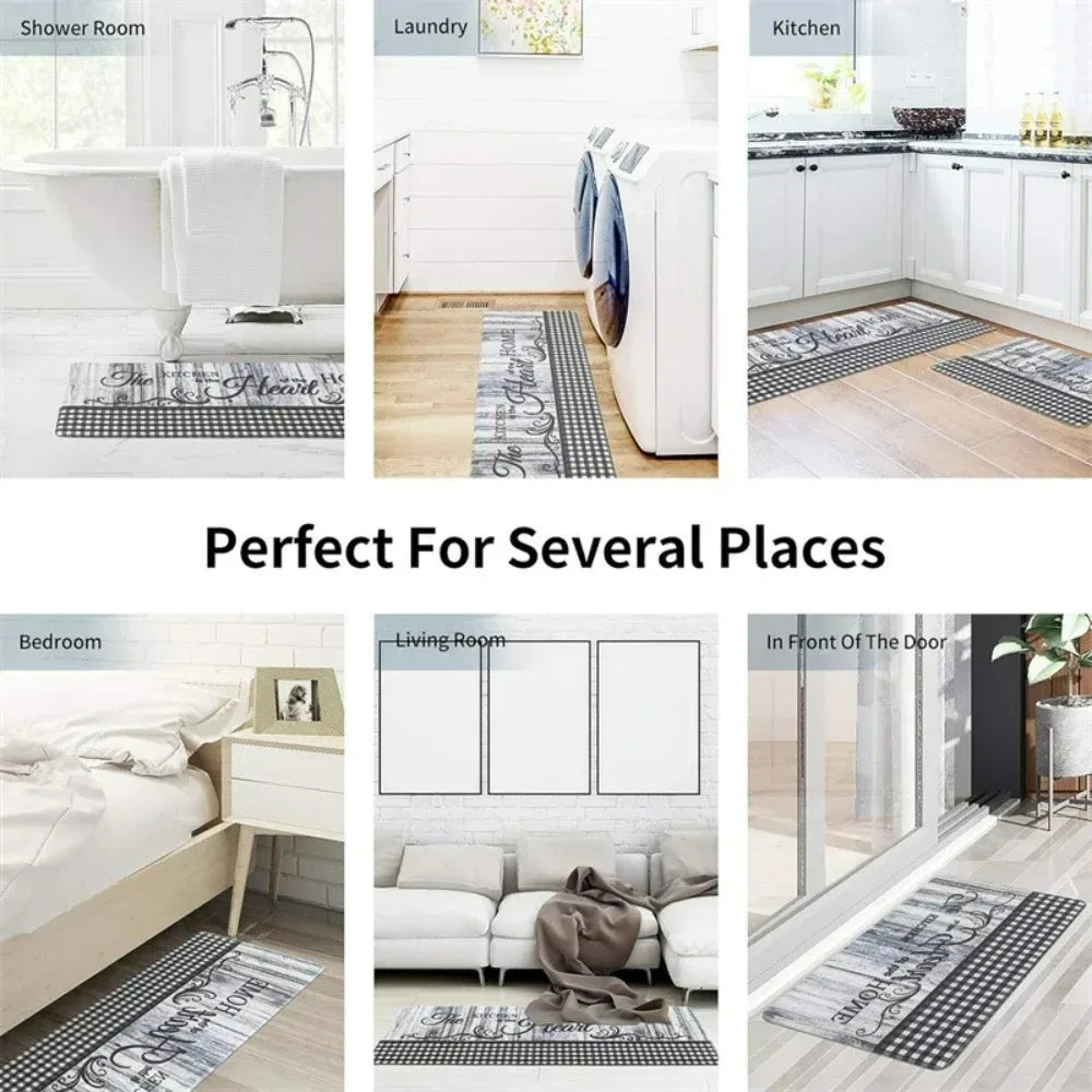 Light Gray Slate Kitchen Runner Rug – Non-Slip Floor Mat Kitchen Runner Rug HIP