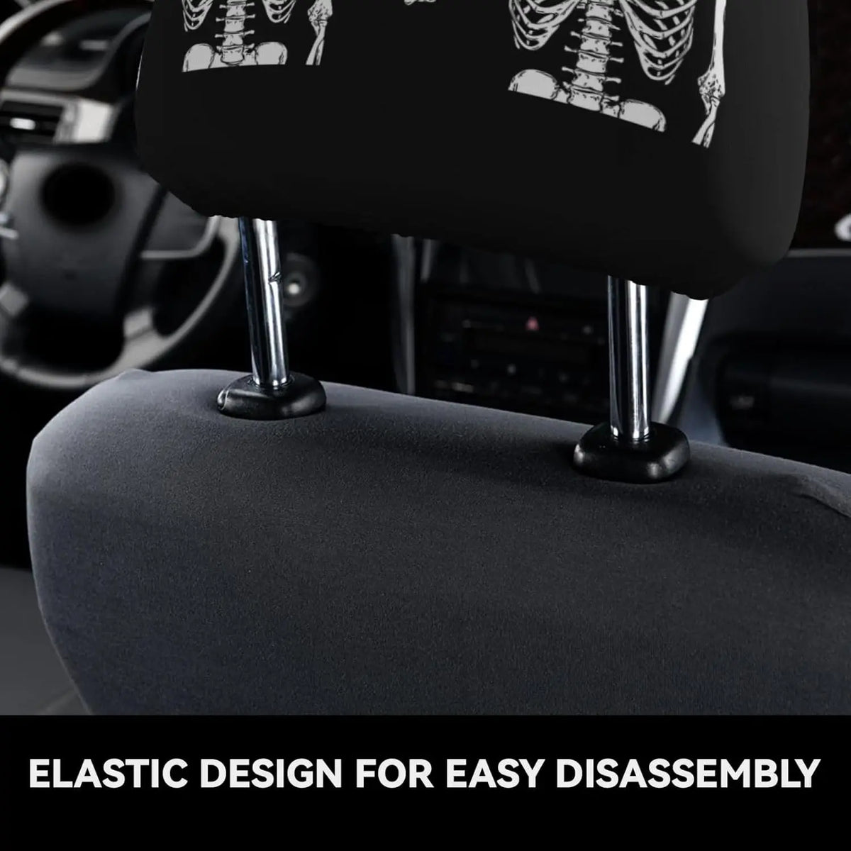 Funny Skull Car Headrest Covers 2-Pack – Universal Fit Car Headrest Covers HIP