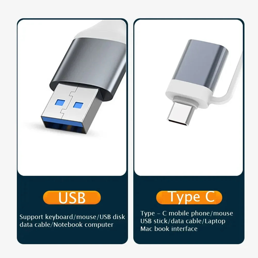 KEBIDUMEI 4-in-2 USB 3.0 Hub – 5Gbps, 4 Ports, USB-C & USB-A USB Hub Adapter HIP