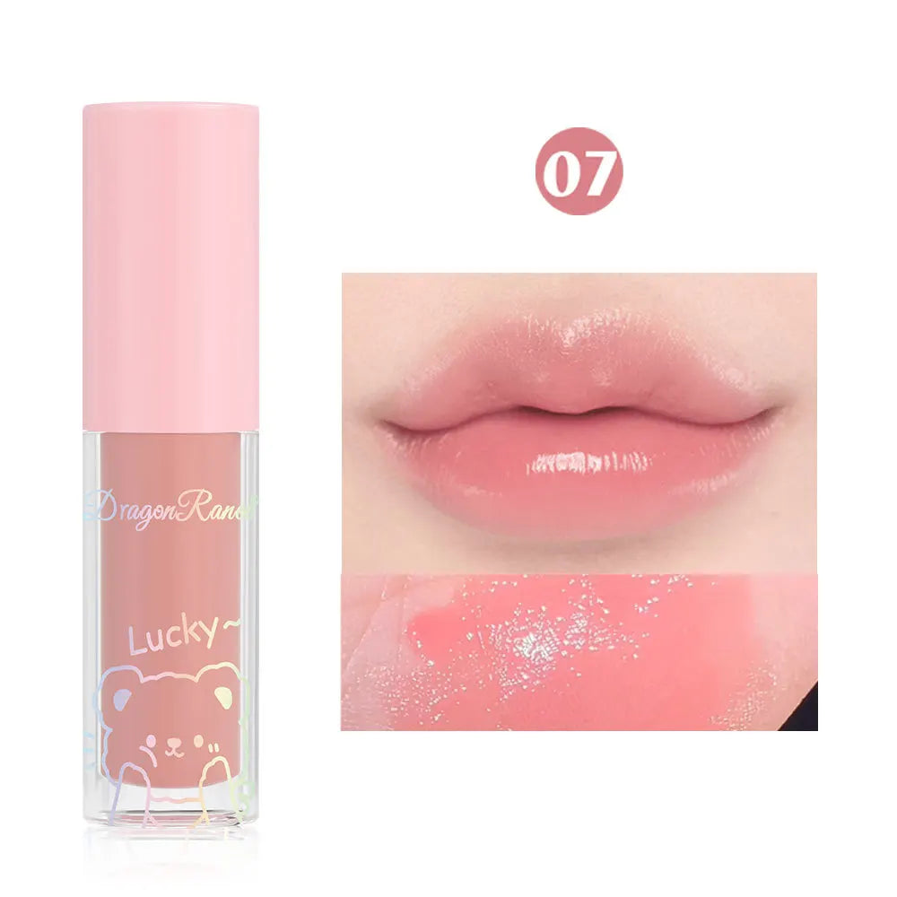 Water Light Glass Lip Glaze Hydrating Mirror Lips Oil Nourishing Moisturizing Pearlescent Glitter Cute Tootsie Mini Lip Gloss HIP 07