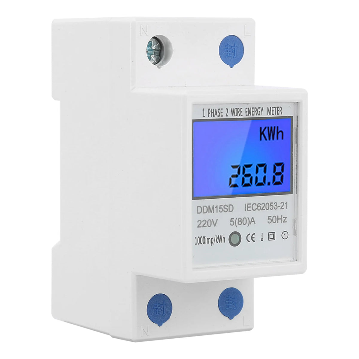 5-80A DDM15SD LCD Backlight Digital Display Single Phase Electronic Energy KWh Meter Energy Meter KWh Meter Electronic KWh Meter HIP