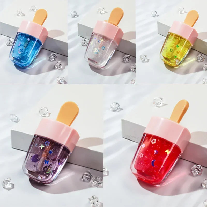 Ice Cream Shape Lip Glaze Glitter Liquid Lipstick Long Lasting Waterproof Moisturizing Lip Gloss Cute Lip Oil Lips Care HIP