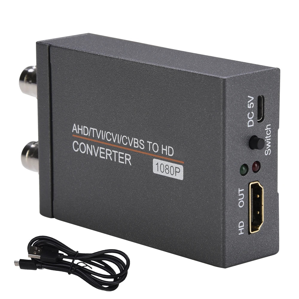 BNC to HDMI Converter – TVI CVI AHD CVBS to HDTV 720p–8MP Video Signal Converter HIP GRAY