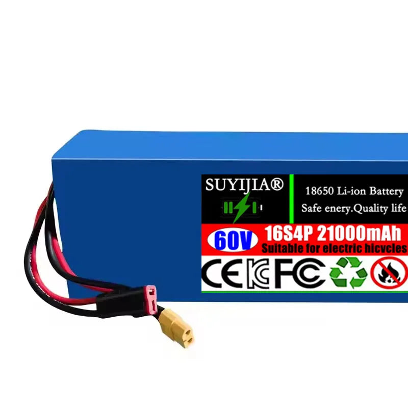 60V 21Ah 18650 16S4P Lithium Battery Pack with BMS | 1800W Lithium Battery Pack HIP