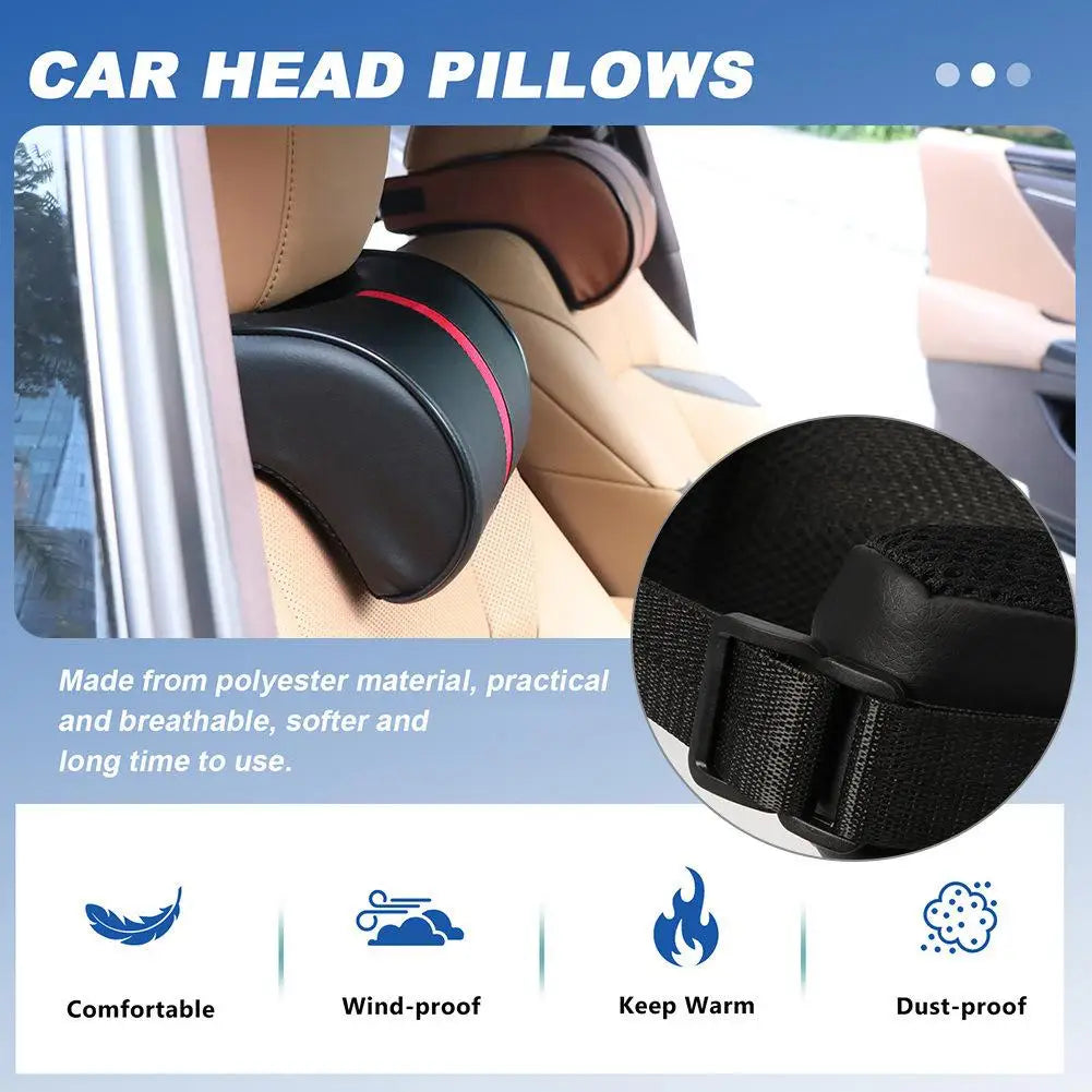 Car Neck Pillow PU Leather Car Headrest Pillow Memory Foam Neck Pain Relief Car Seat Pillow Neck Support Car Accessories HIP