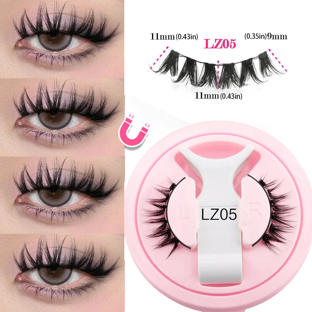 YSDO Magnetic Eyelashes Glue-free False Eyelashes Natural Eyelash Manga Lashes Soft Magnetic False Eyelashes Daily Makeup Tool HIP LZ05