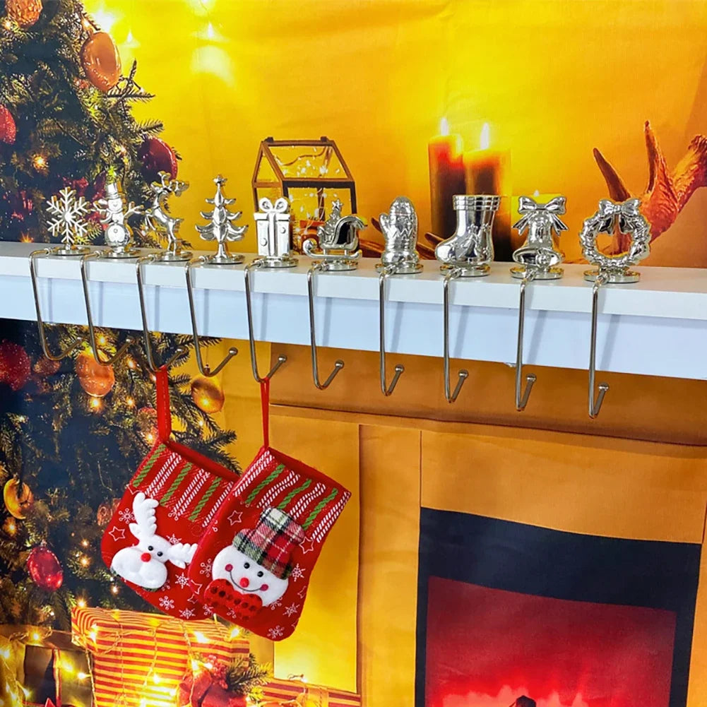 2026 New Year Christmas Fireplace Hooks for Hanging Stockings Metal No Glue Table Edge Hooks Decorative Quick Setup Home Hooks HIP