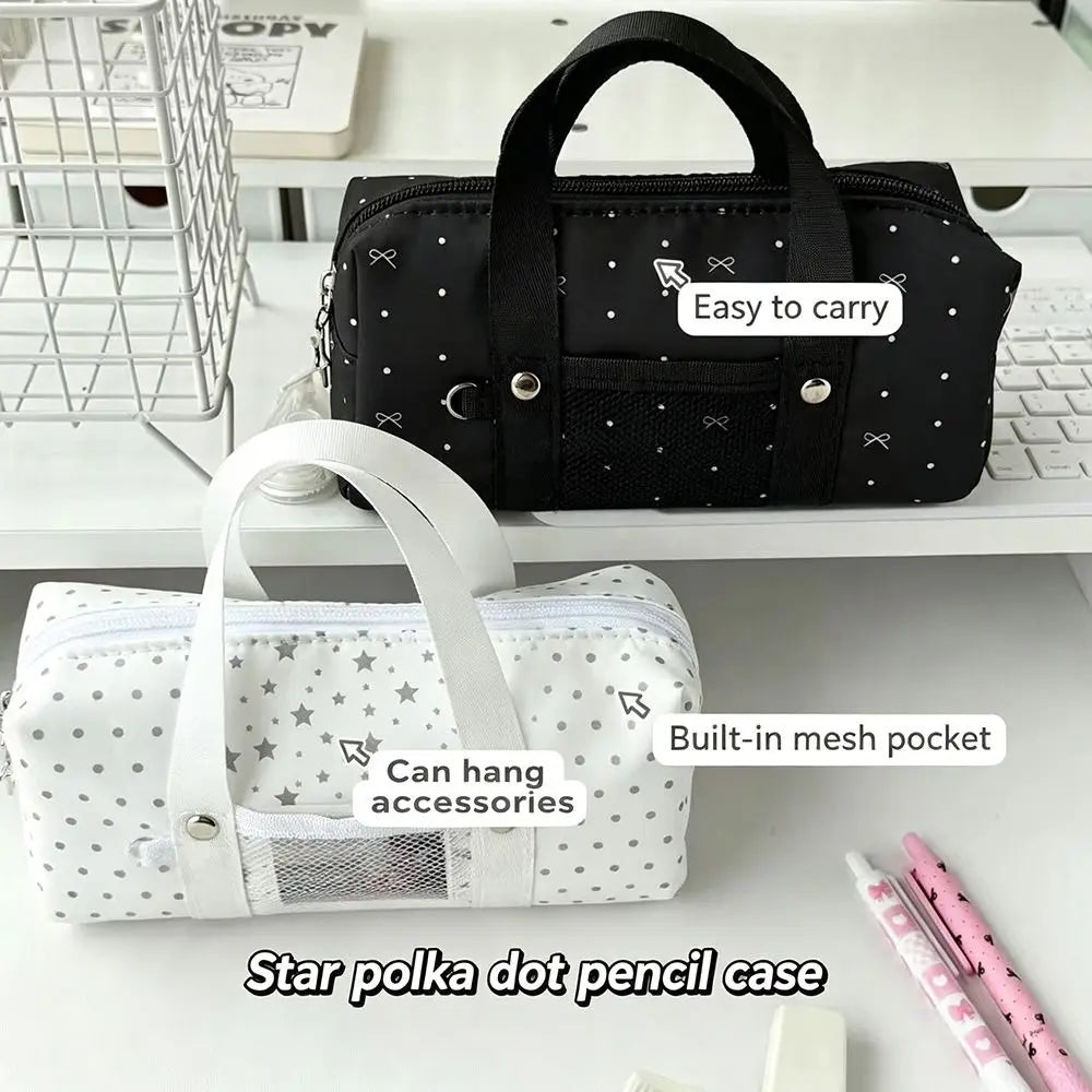 Polka Dot Bow Pencil Case – Large Capacity Stationery Pouch Pencil Case Pouch HIP
