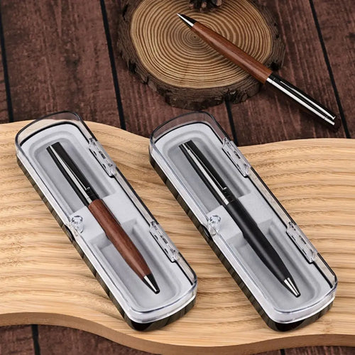 0.5mm Metal Wood Barrel Ballpoint Pen – Smooth Black Ink Metal Ballpoint Pen HIP