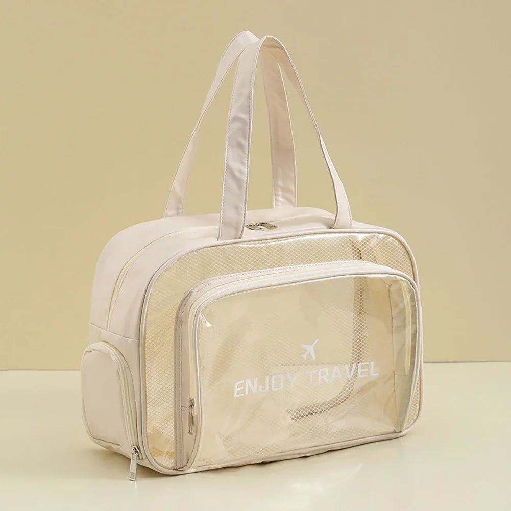 Foldable Gym Swim Tote with Shoe Compartment Sports Backpack for Beach Gym Large Waterproof Wet-Dry Bag Travel Toiletry Bag HIP Beige