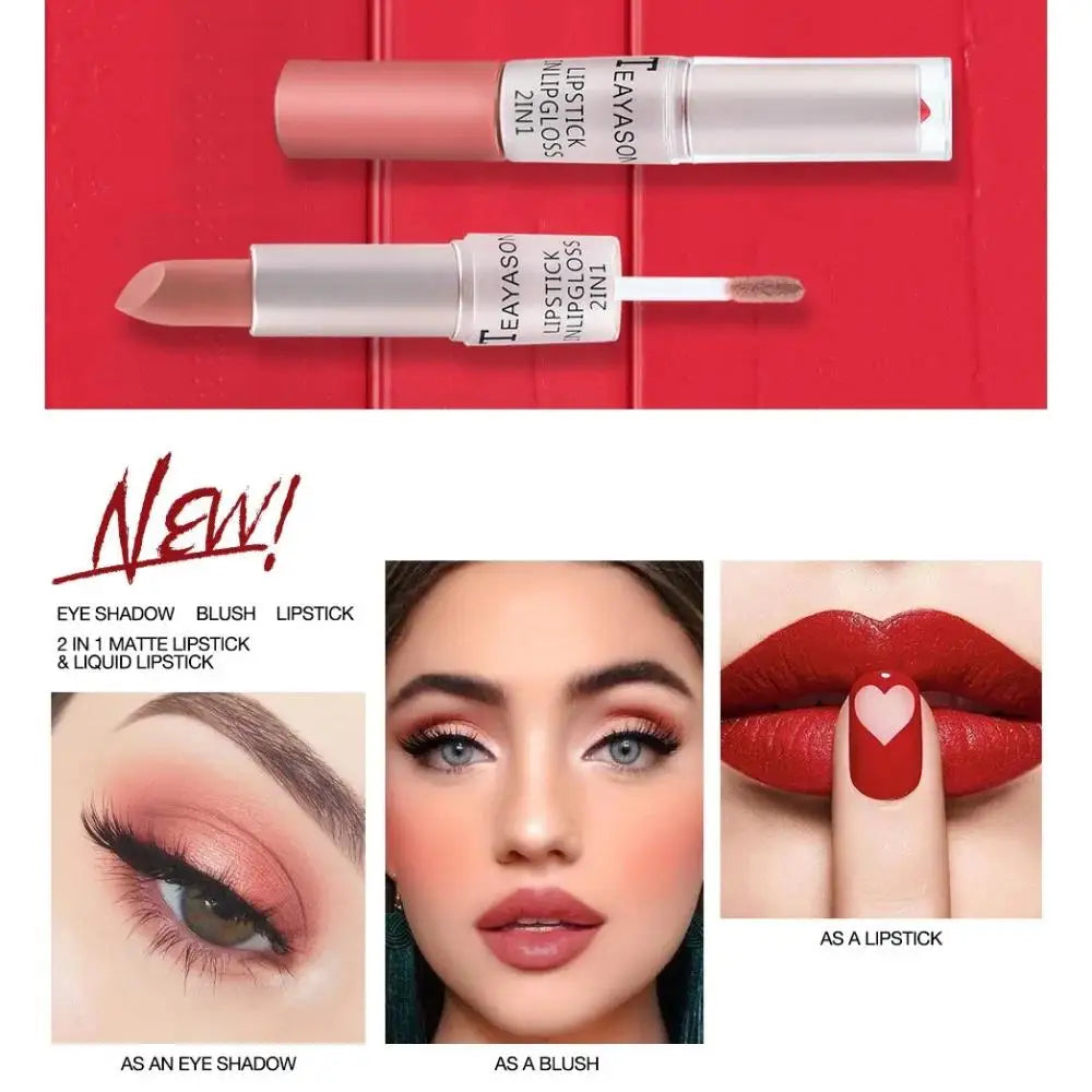 TEAYASON 2-in-1 Matte Liquid Lipstick & Lip Gloss – 12 Shades Liquid Lipstick HIP