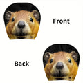 2-Pack Beaver Print Car Headrest Covers – Fun & Easy Clean Car Headrest Cover HIP black