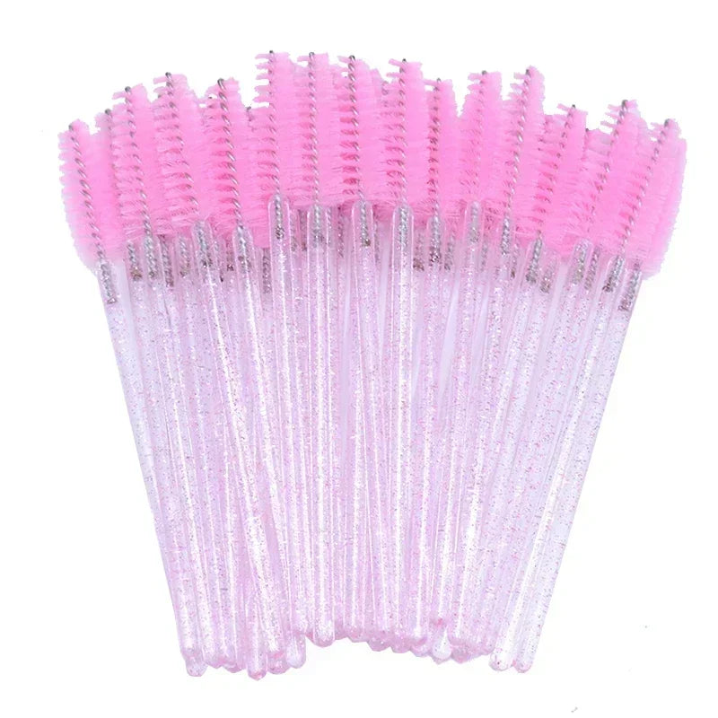 100-Pack Disposable Mascara Wands – Crystal Lash Spoolies Disposable Mascara Wands HIP C502- Pink 100pcs