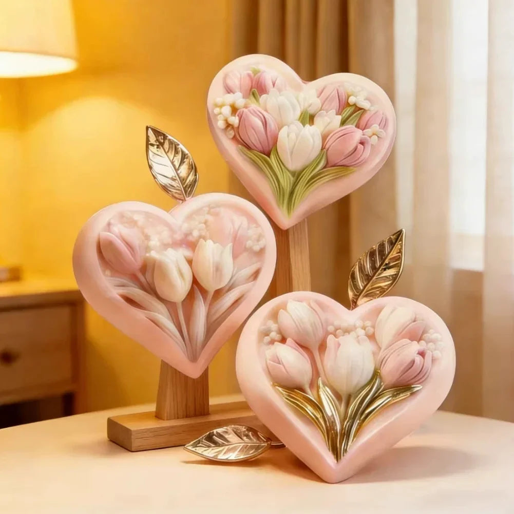 Creative Silicone DIY Flowers Mold Floral Heart Tulip Candle Mold Easy Release Clean Mold for Candle Soap Resin Plaster Ornament HIP
