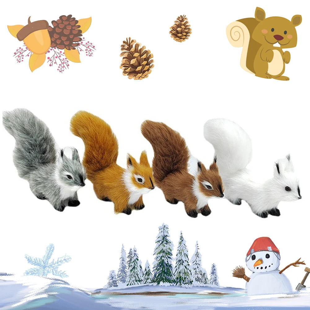 Mini Simulation Squirrel Plush Animal Ornament Christmas Table Decorations Children Birthday Gift Cute Squirrel Miniatures Craft HIP