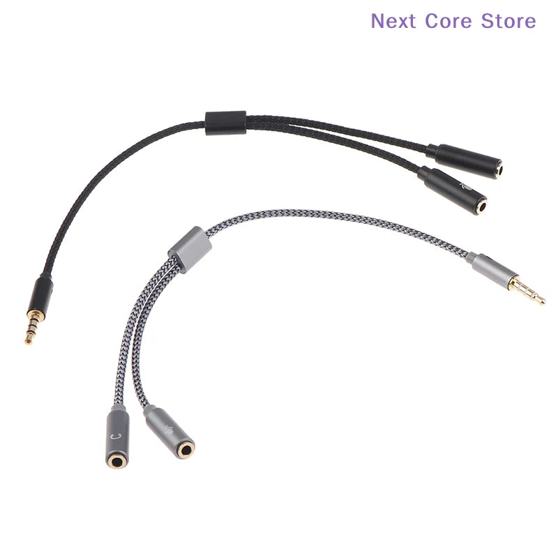 3.5mm Headphone Y Splitter – 1 Male to 2 Female Mic Adapter Audio Y Splitter HIP