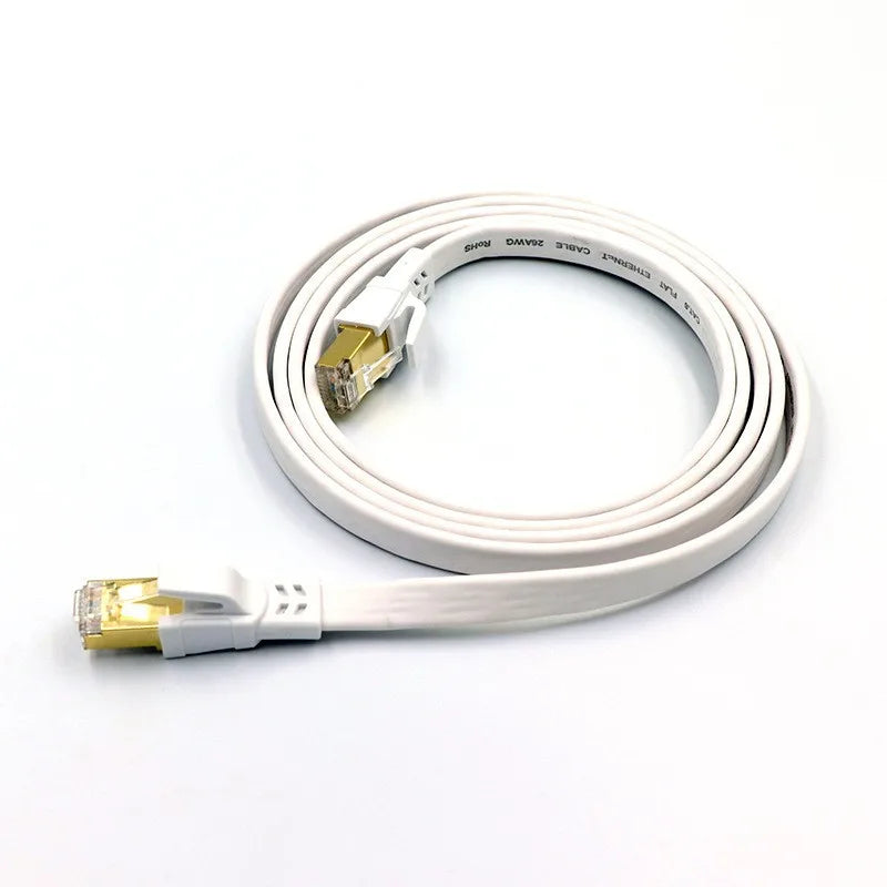 Cat 8 Ethernet Cable 40Gbps 2000MHz RJ45 LAN Patch Cord Ethernet Patch Cable HIP CAT8 White Flat 5M