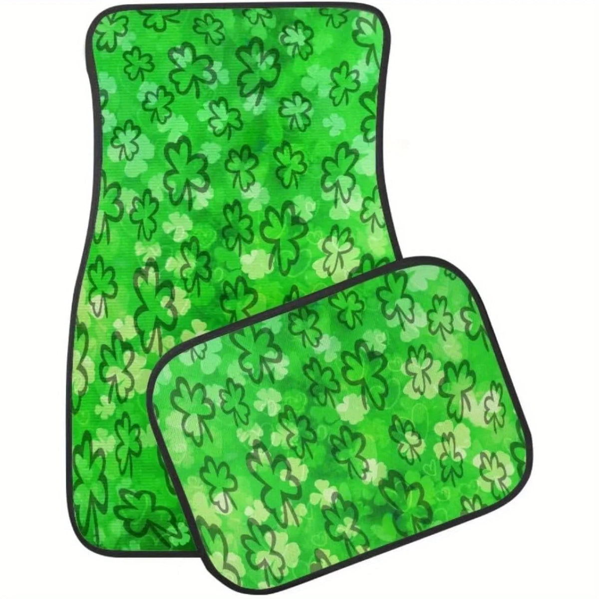 Shamrock Print Car Floor Mats 4pc Non-Slip Set – Black Car Floor Mats HIP