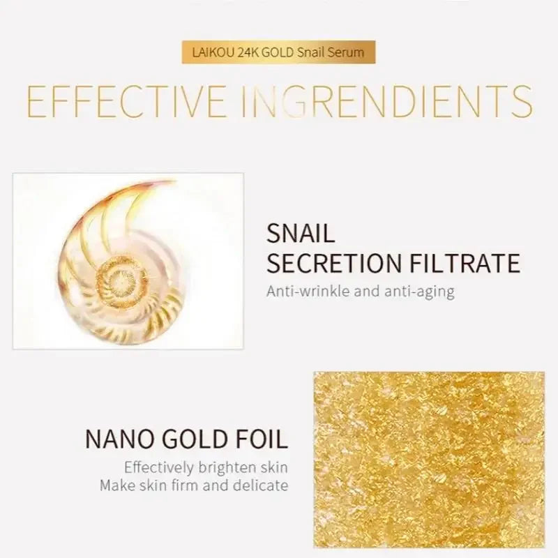 LAIKOU 24K Gold Snail Essence Face Serum 100ml – Brightening Face Serum HIP
