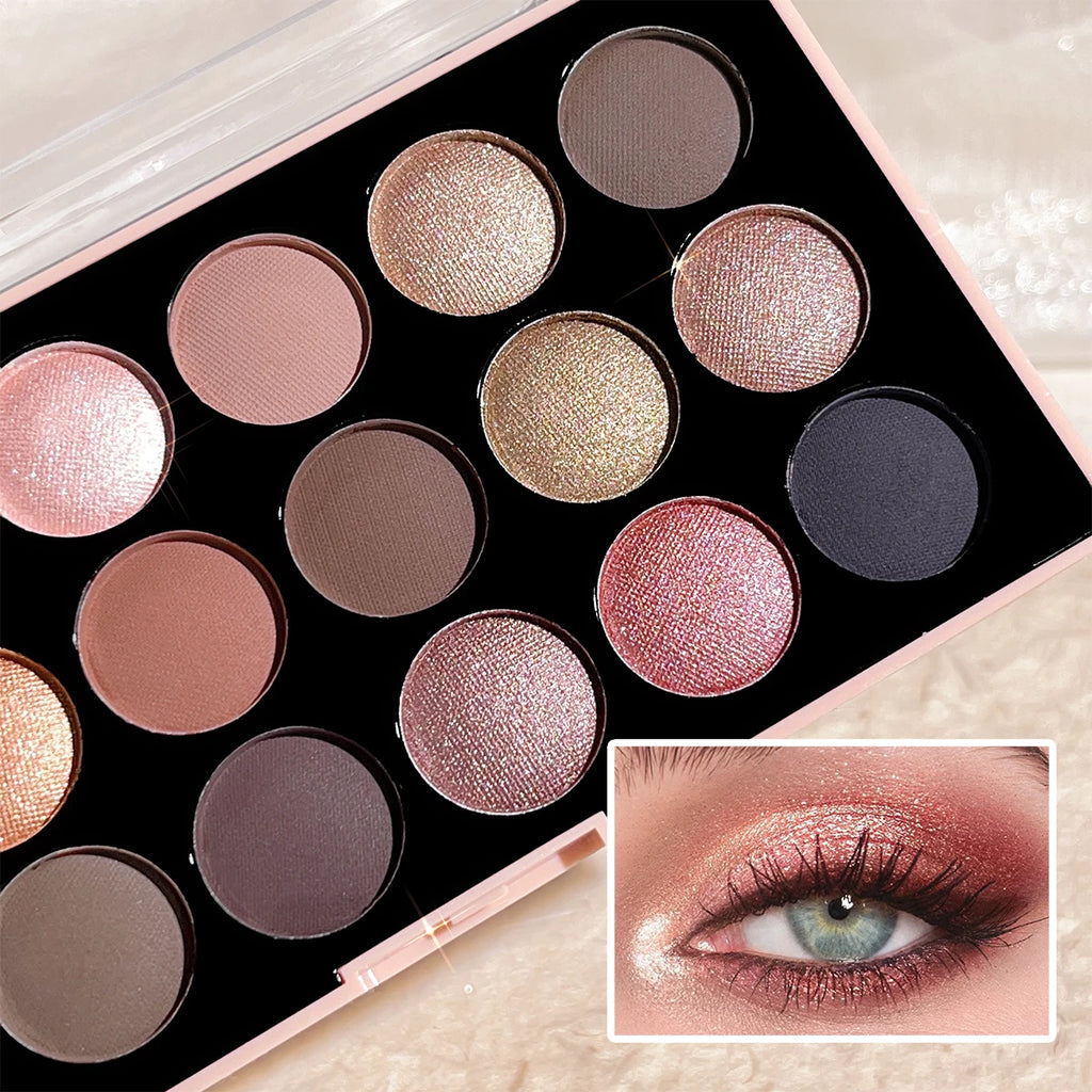 18-Color Eyeshadow Palette – Matte, Shimmer & Glitter Eyeshadow Palette HIP