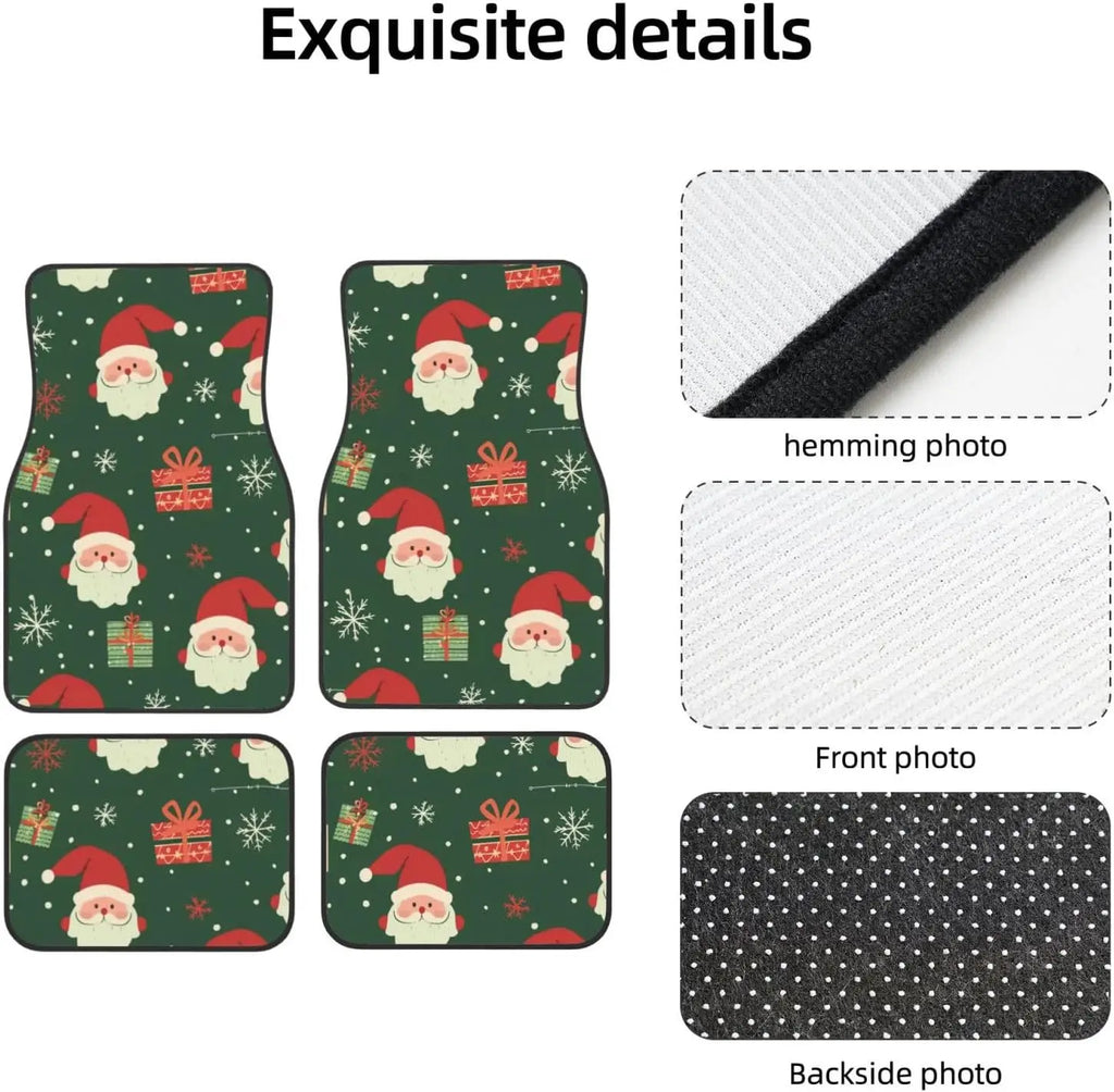 Santa Claus Christmas Car Floor Mats Set of 4 – Anti-Slip Automotive Floor Mats HIP