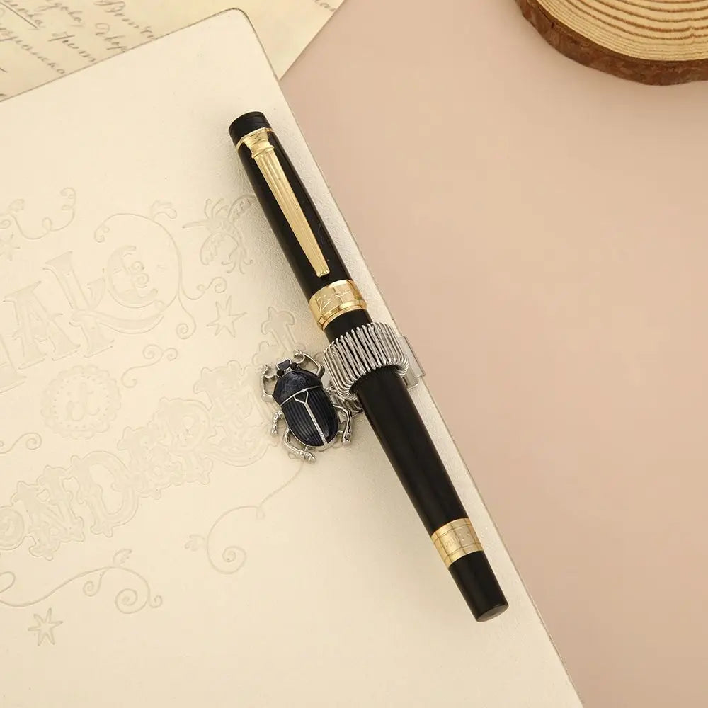 Metal Scarab Beetle Pen Clip with Spring Loop for Notebooks Pen Clip Bookmark HIP