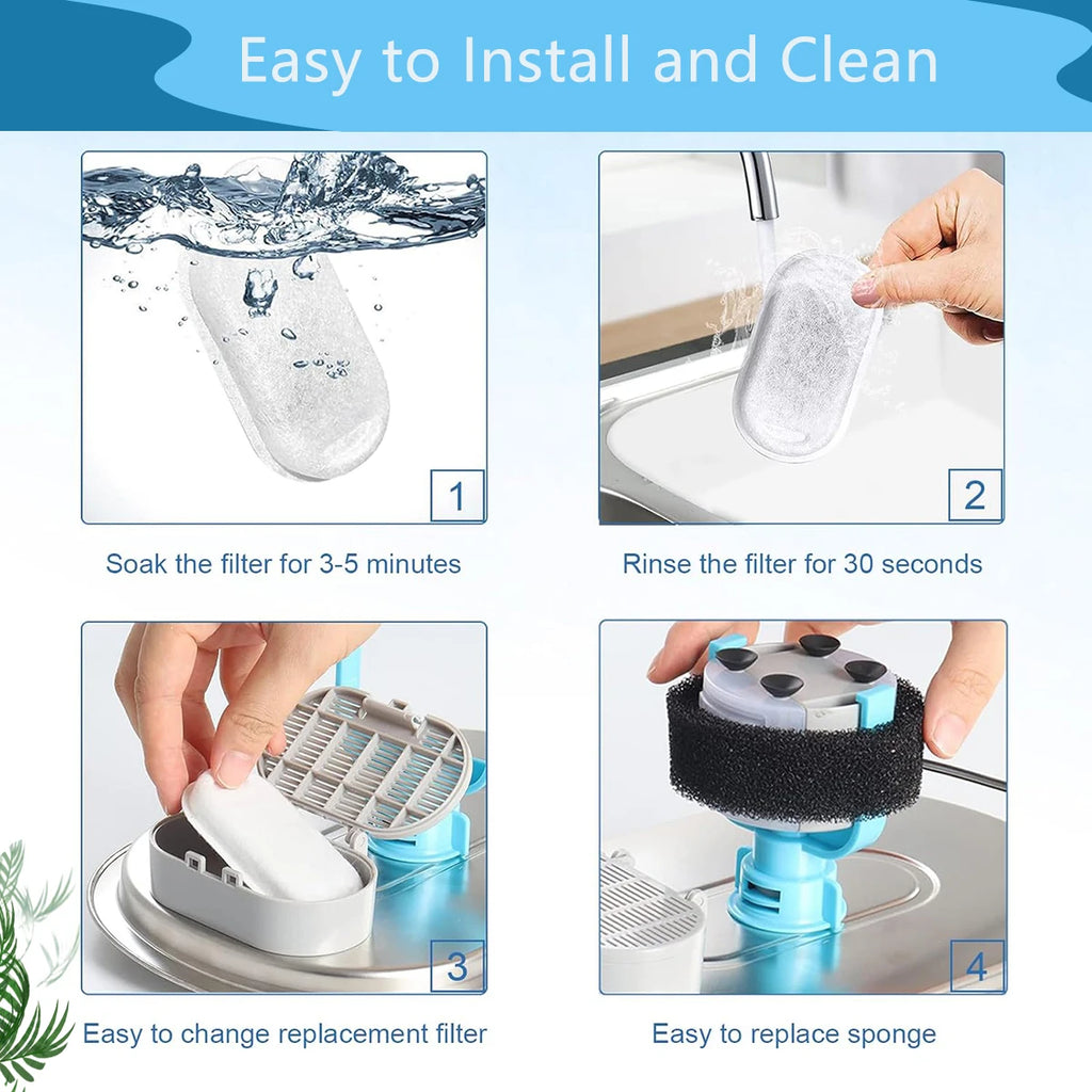 6/12/18/24PCS Cat Water Fountain Filters, Replacement Filters Fit Stainless Steel Adjustable Water Flow Pet Cat Water Fountain HIP