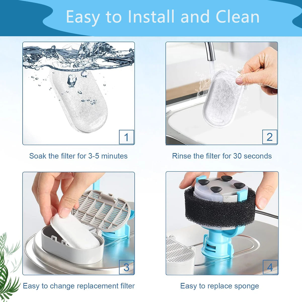 6/12/18/24PCS Cat Water Fountain Filters, Replacement Filters Fit Stainless Steel Adjustable Water Flow Pet Cat Water Fountain HIP