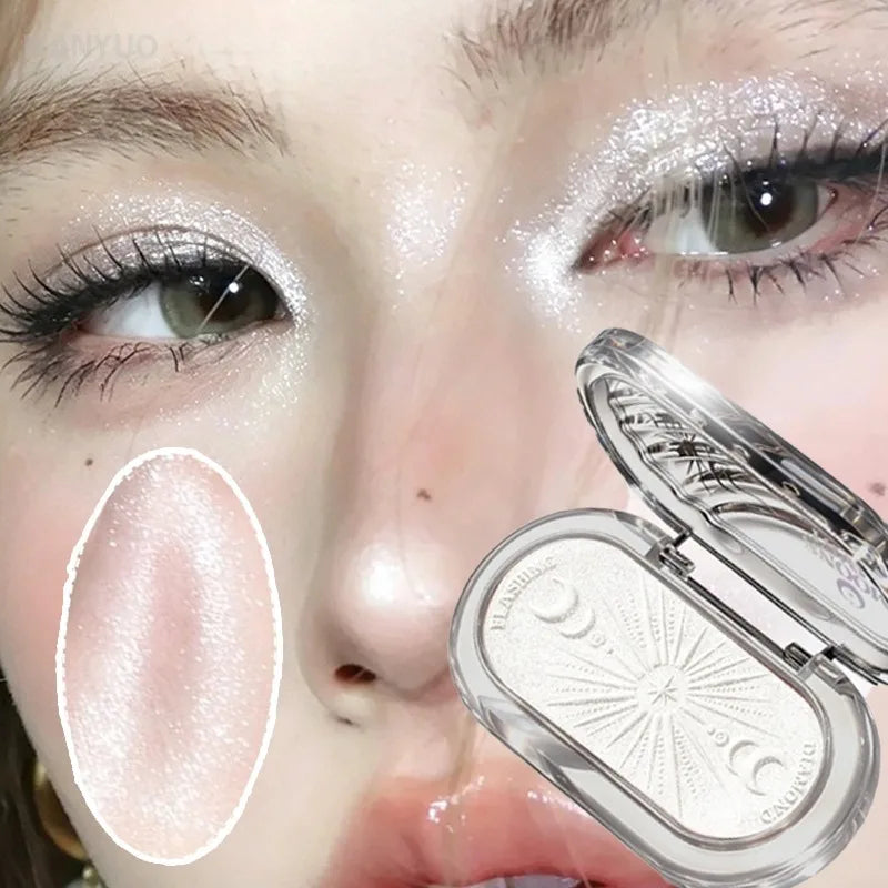 Natural Shimmer Baked Highlighter Blush 3D Face Contour Brightening Powder Soft Silky Texture Not Easy Flying Powder Cosmetic HIP