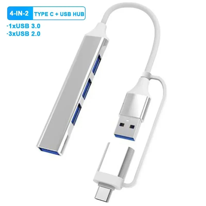 8-in-1 USB-C Hub Docking Station – 5Gbps SD/TF Audio USB-C Hub Adapter HIP 4-IN-2 Silver