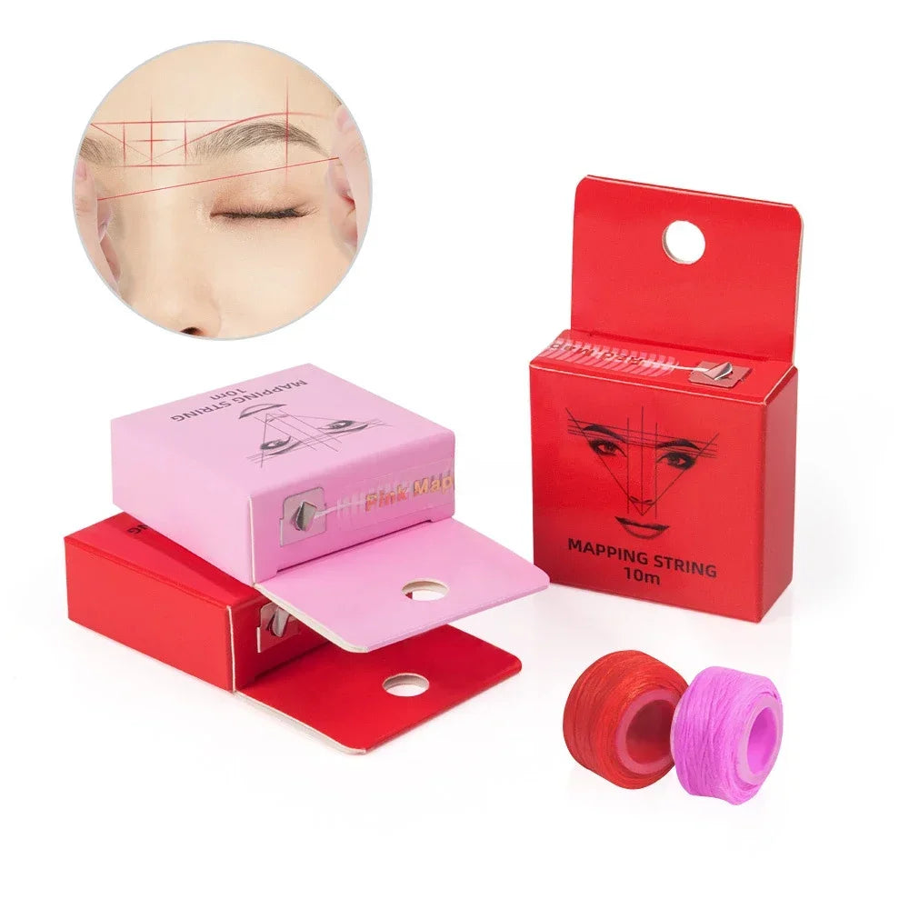 10Meter Brown Microblading Mapping Pre-Ink String for Makeup Eyebrow Dyeing Linen Thread Semi Permanent Positioning Measure Tool HIP