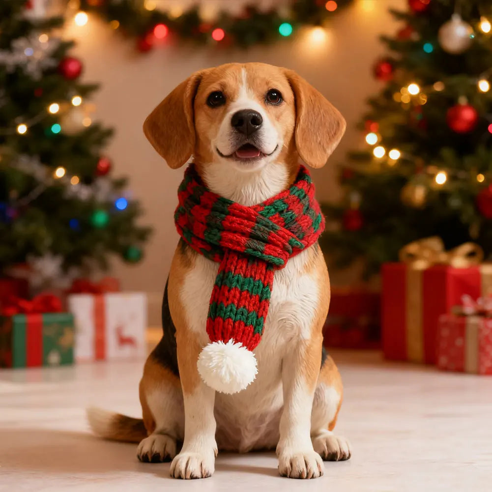 Winter Warm Knitted Pet Scarf Christmas Dog Scarf Universal Collar New Year Pet Scarf for Small Medium Dog Teddy Chihuahua HIP