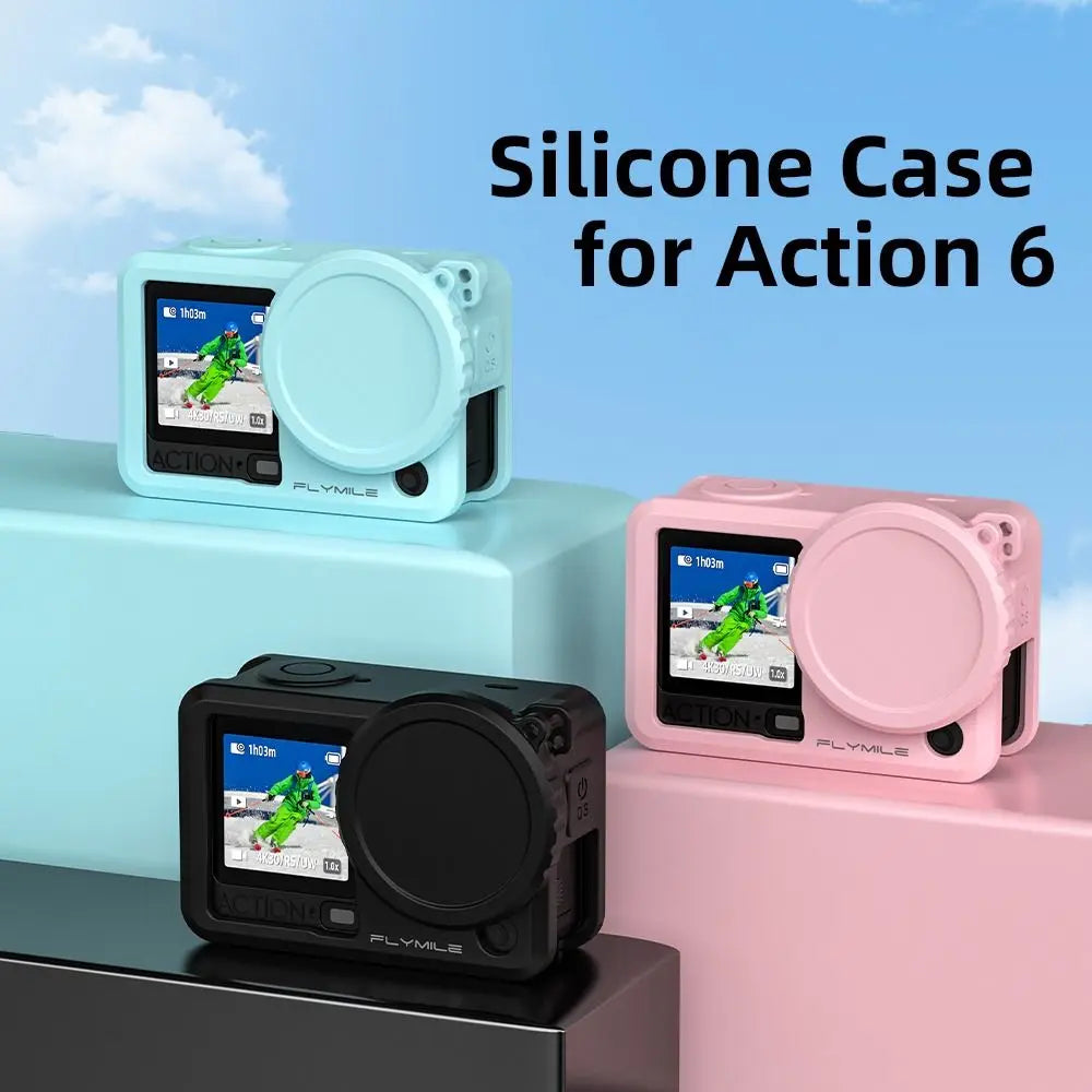 Silicone Case & Lens Cap with Anti-Lost Rope for DJI Osmo Action 6 Camera Protective Case HIP