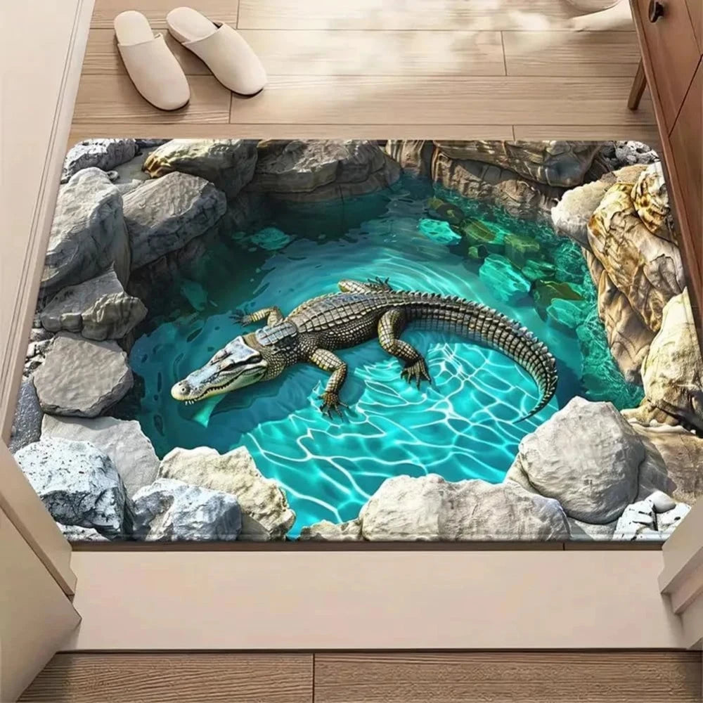 3D Optical Illusion Cat Doormat – Anti-Slip Polyester Rug Novelty Doormat HIP 4 50x80cm-Felt