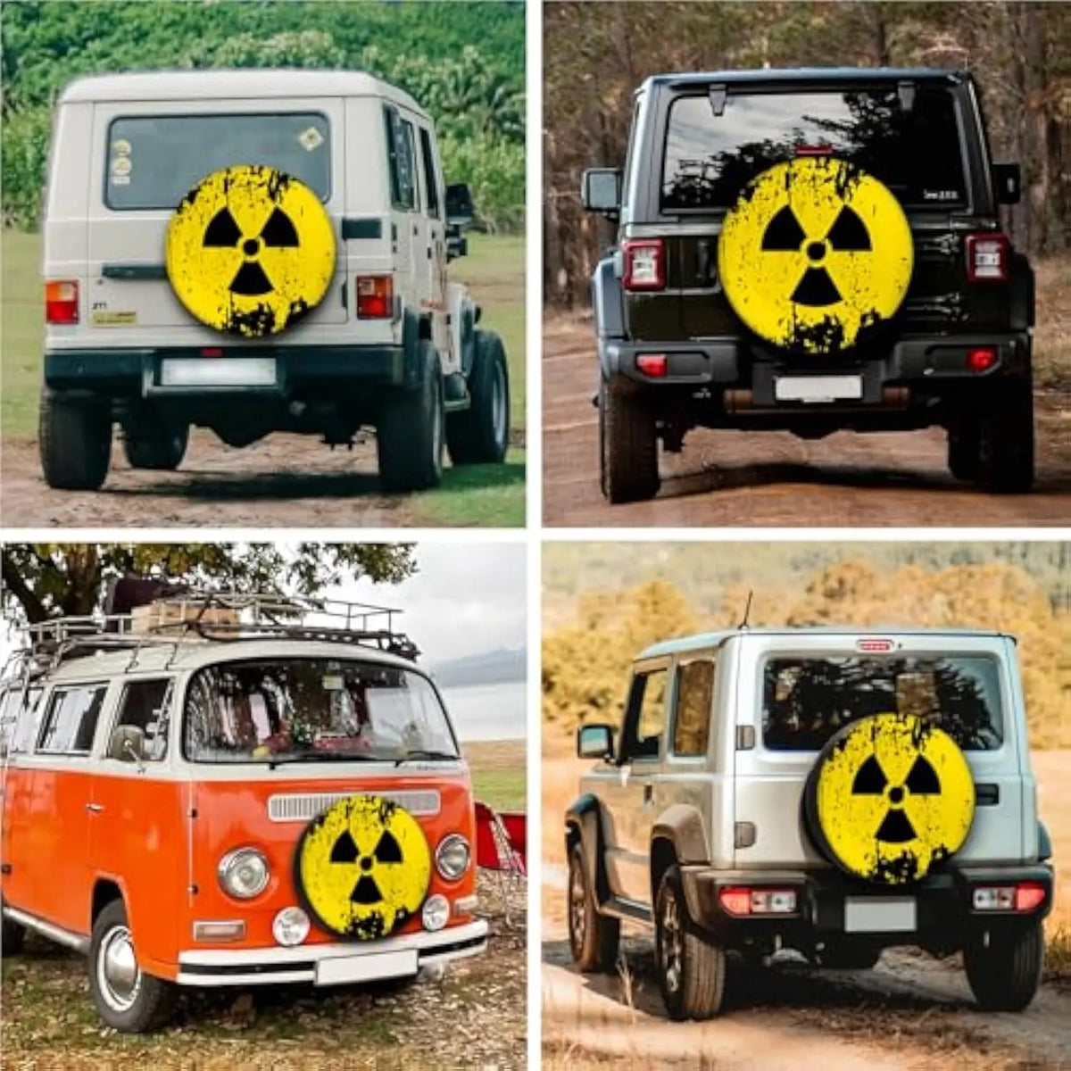 Radioactive Symbol Spare Tire Cover – Yellow Black Grunge Spare Tire Cover HIP