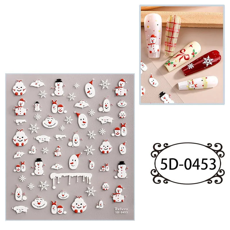 5D Embossed Nail Art Stickers Waterproof Halloween Christmas Handset Decals DIY Manicure Graffiti Decoration Nails Art Ornament HIP 53