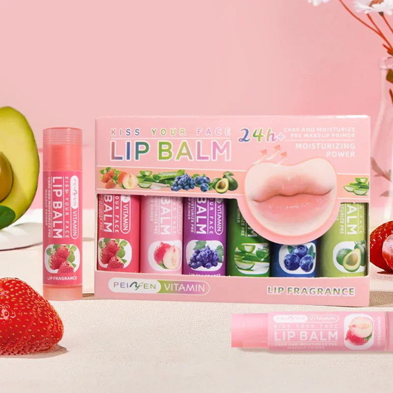 Fruit Flavor Lip Balm Set – 6 Pcs Moisturizing & Hydrating Lip Balm Set HIP